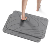JUERLEN front view of grey wave diatomaceous earth mat showing sleek design and quick absorbency