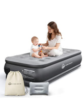 JUITOY front view of inflated twin mattress showing ready-to-use convenience