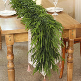 Juxdp Norfolk pine garland front view showing natural fullness and instant decor benefit