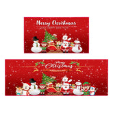 JWXCBIM front view of two-piece Christmas kitchen rug set, festive and protective