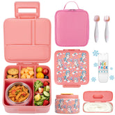 JXXM front packaging pink unicorn showing complete lunch set and benefit of organized meals