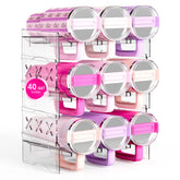 JYPS front assembled organizer showing clear shelves and neat bottle storage for space savings