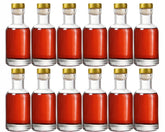 Kaachli front view of 12 clear glass bottles showing set and corks for neat presentation