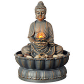 Kalona Buddha fountain front view shows elegant décor and calming presence