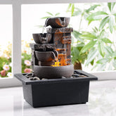 Kalona front view of tabletop fountain showing calming waterfall benefit