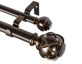 KAMANINA double curtain rod front view showing layered look and stable support