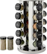 Kamenstein revolving rack front view showing organized jars and polished finish for neat storage