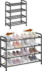 KANAV front view 4-tier shoe rack shows neat shoe organization and space-saving benefit