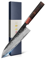 kanngou gyuto front view showing balanced shape and sharp tip for precise cuts
