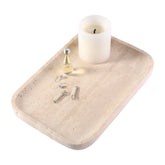 karibiber travertine tray front view showing clean lines and organized countertop benefit