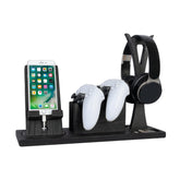Kaseny front view showing dock organizing headset and controllers, tidier desk