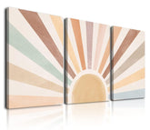 KBKBART framed trio front view showing warm rainbow sun, adds calm focal point
