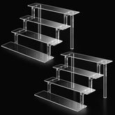 Kcrystenia front view of two clear risers showing neat presentation benefit