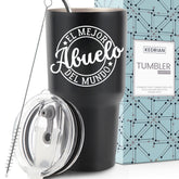 KEDRIAN tumbler front view showing El Mejor Abuelo Del Mundo and gift-ready benefit