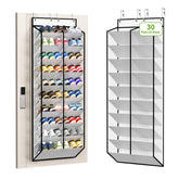 KEEPJOY front view of 10-tier over-the-door organizer showing full storage capacity and neat shoes