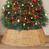 Keeric hyacinth tree collar front view, hides stand and adds rustic charm