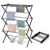 KeingGcopr front view of black foldable drying rack showing full layout and capacity