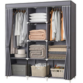 KEKIWE front view of portable wardrobe showing full storage layout and accessibility