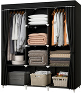 KEKIWE front view of portable closet showing full covered storage benefit