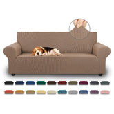 KEKUOU front view camel sofa cover fits neatly and refreshes living room