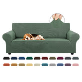 KEKUOU front view on three-cushion sofa showing neat tailored fit and updated color