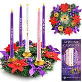 Kenburg front view wreath and candles showing ready-to-use centerpiece benefit