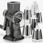 KEOUKE front view of rotary grater showing handle and feeding port for quick prep