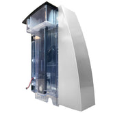 Keurig reservoir front view showing compact design and easy placement benefit