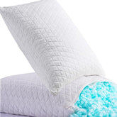 KEYOOHOME front view of firm queen pillow set showing neat white covers and supportive shape