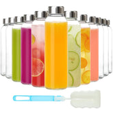 KEYWING front view of 12-pack bottles showing clear glass and lids, organized for storage benefit