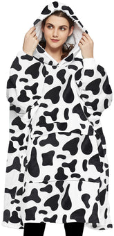KFUBUO Dairycow front view showing oversized fit and playful print for cozy wear