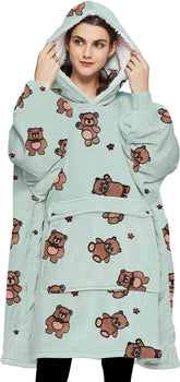 KFUBUO front view showing oversized wearable blanket hoodie and cozy fit
