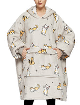 KFUBUO front view of oversized wearable blanket hoodie shows full coverage and comfort