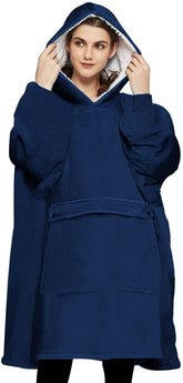 KFUBUO front view navy hoodie showing oversized fit and cozy look