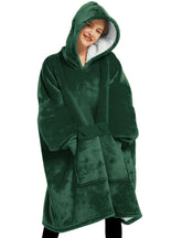 KFUBUO front view of emerald green wearable blanket for instant cozy coverage