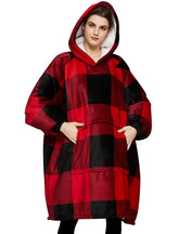 KFUBUO red plaid front view shows roomy fit and cozy look