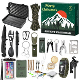KHOXU front packaging of the 24-day survival advent calendar showing contents and branding, great as a gift