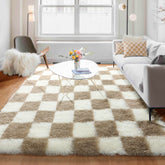 KICMOR front view 5x8 rug shows cozy checkered design and warmth