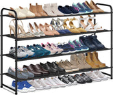 KIMBORA front view of full 4-tier shoe rack showing high capacity and neat storage