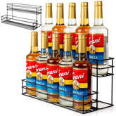 kimilus front view of 2-tier syrup organizer showing tidy bottle display and quick selection