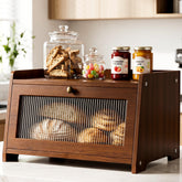 kinisa wooden bread box front view showing storage and style benefits