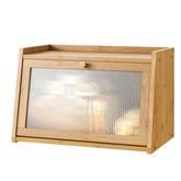 kiplant bamboo bread box front view shows neat storage and farmhouse style