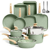 Kitchen Academy full 17-piece green set displayed for quick selection and storage benefit