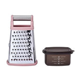 KitchenAid front view of dried rose box grater showing container and handle, tidy grating benefit