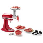KitchenAid grinder front assembly showing robust metal construction and stability