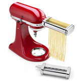 KitchenAid front view of pasta cutter set showing attachment and benefit of easy mounting