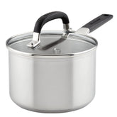 KitchenAid saucepan front view showing brushed stainless for durable cooking