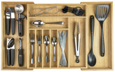 KitchenEdge front view of bamboo organizer shows neat compartments and tidy storage
