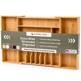 KitchenEdge front view of organizer showing clean bamboo finish and compartments for quick identification