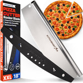 KitchenStar front view of 18-inch rocker blade showing sleek silver finish and packaging benefit